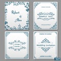 Set of floral frames with curls. Design templates