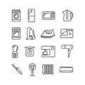 Vector image set of household appliances icons line. Royalty Free Stock Photo