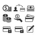 Vector image set of money icons. Royalty Free Stock Photo
