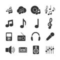 Vector image set music icons. Royalty Free Stock Photo