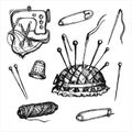 Vector image of a set of sewing accessories Royalty Free Stock Photo