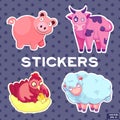 Set of stickers farm animals