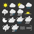 Vector image set of weather icons. Royalty Free Stock Photo