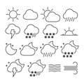 Vector image set weather line icons. Royalty Free Stock Photo