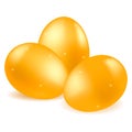 Vector image of several golden easter eggs.