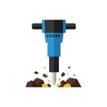Jackhammer tool breaking rocks with dust and debris vector illustration for construction and demolition work equipment Royalty Free Stock Photo
