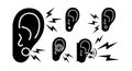 Ear icons with sound waves hearing signals communication concept vector illustration Royalty Free Stock Photo