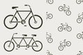 Vector image of silhouette bicycles on white background Royalty Free Stock Photo