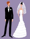 Vector image of silhouettes newlyweds