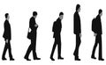 Vector image of silhouettes various walking men