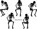 Vector Image - skeleton silhouette in thinking pose on white background Royalty Free Stock Photo