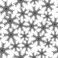 Vector image of a snowflake. Snow icon. Snow in winter seamless pattern on a white background Royalty Free Stock Photo