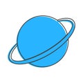 Vector image of space. Planet Saturn cartoon style on white isolated background Royalty Free Stock Photo