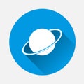 Vector image of space. Planet Saturn Icon on blue background. Fl Royalty Free Stock Photo