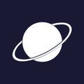 Vector image of space. Planet Saturn Icon. Vector white icon on Royalty Free Stock Photo