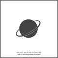 Vector image of space. Planet Saturn white icon on white isolated background Royalty Free Stock Photo