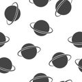 Vector image of space. Planet Saturn white seamless pattern on a white background Royalty Free Stock Photo