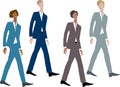 Vector image of striding young businessmen in classic suits