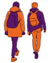 Vector image of students friends walking down street