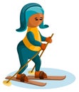 Stylized image of a young sporty man on skis