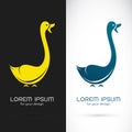 Vector image of an swan design on black background and white background, Logo, Symbol Royalty Free Stock Photo