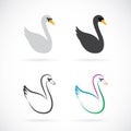 Vector image of swan design on white background. Royalty Free Stock Photo