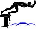 Vector image of a swimmer.It is drawn in the style of engraving. Royalty Free Stock Photo