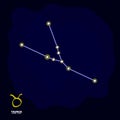 Vector image with Taurus zodiac sign and constellation of Taurus Royalty Free Stock Photo