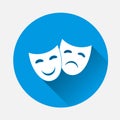 Vector Image Theatrical face mask on blue background. Flat image Royalty Free Stock Photo