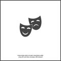 Vector Image Theatrical face mask. Drama and comedy icon on white isolated background Royalty Free Stock Photo