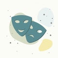 Vector Image Theatrical face mask. Drama and comedy, laughter and crying on multicolored background Royalty Free Stock Photo