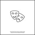 Vector Image Theatrical face mask. Drama and comedy, laughter and crying on white isolated background Royalty Free Stock Photo