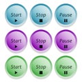 Start, stop and pause buttons Royalty Free Stock Photo