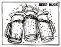 Vector image of three mugs of beer