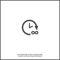 Vector image of time, hours and infinity vector on white isolated background Royalty Free Stock Photo