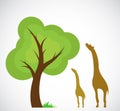 Vector image of trees and giraffes Royalty Free Stock Photo