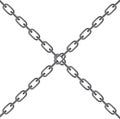 Vector image of the two crossed chains isolated on the white background. Royalty Free Stock Photo