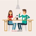 Vector image of two girls at the cafe Royalty Free Stock Photo