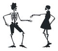 Vector image with two silhouette of skeleton Royalty Free Stock Photo