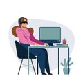 A vector image of an unseeing student while the remote study