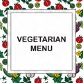 Vector image of vegetables: eggplants, cucumbers, tomatoes for vegetarian and other menus