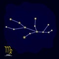 Vector image with Virgo zodiac sign and constellation of Virgo Royalty Free Stock Photo