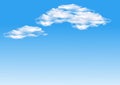 Vector image with the white clouds and the blue sky at the horizont. View of the nature. Royalty Free Stock Photo