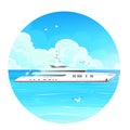 Vector image of a white-cruise liner on the sea