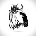 Vector image of an wildebeest head design on the white background