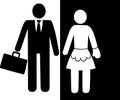 Vector image of a woman in an apron and a man with a diplomat Royalty Free Stock Photo
