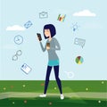 Vector image woman with mobile phone