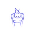 Vector image of a woman`s body. Beautiful shape. Turn right. Female bust. . Drawing paint