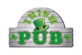 Sign for an Irish pub with a Leprechaun`s hat