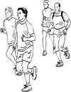 Vector drawing of group running citizens Royalty Free Stock Photo